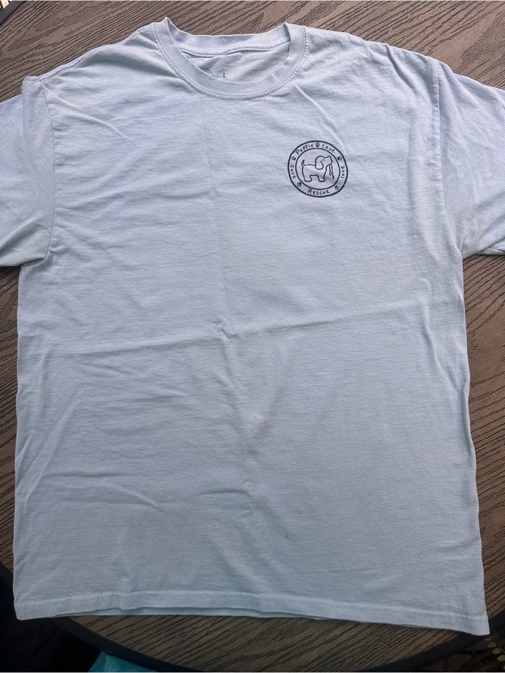 Men's Puppy Love Light Blue Graphic Pocket T-Shirt Size L
